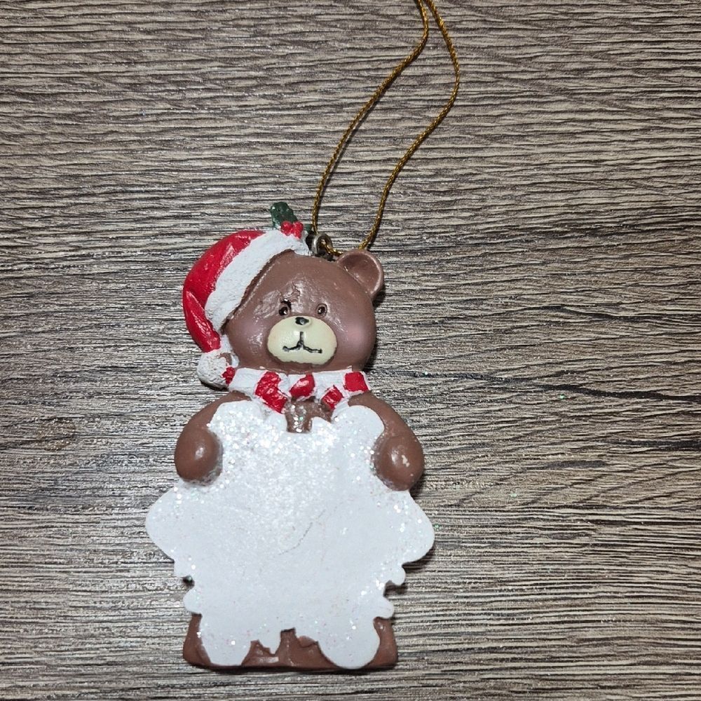♡ 3/$16 ♡ Christmas Teddy Bear Santa Hat Name Plate Ornament